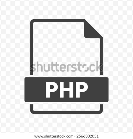 Vector illustration of PHP file in dark color and transparent background(PNG).