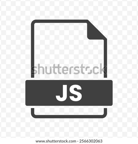 Vector illustration of JS file in dark color and transparent background(PNG).