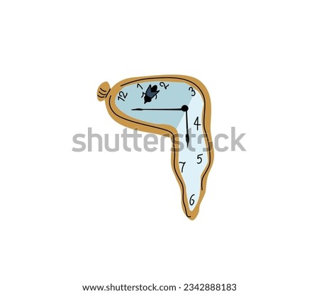 Painting clock. vector reproduction. Famous painting by Salvador Dali. The hours are melting. Masterpieces of world painting. Clock logo