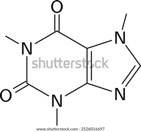 Skeletal formula representation of the caffeine molecule.