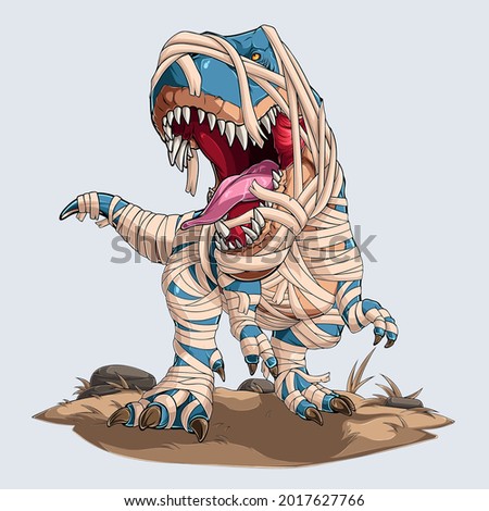 Scary mummy dinosaur trex roaring for halloween party Imagine de stoc © 
