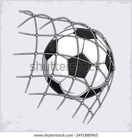 Hand drawn children Football Ball came in the gate Classic black white Soccer Ball Goal in the gate