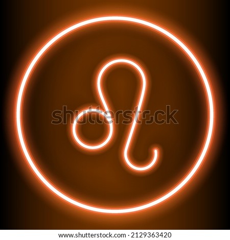 Astrology vector illustration abstract background Leo is one of the 12 zodiac signs and is shown in an orange neon style. can be used to embellish the backdrop or publications in a variety of ways