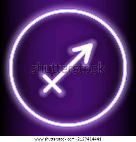 vector illustration abstract background Sagittarius is one of the 12 zodiac signs and is shown in a purple neon style. can be used to embellish the backdrop or publications in a variety of ways