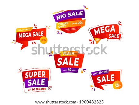 Sale banner templates design. Special offer tags. Super sale discounts. Flash sale discount. Mega offer. Big Sale. Special discount. Discount tag vector