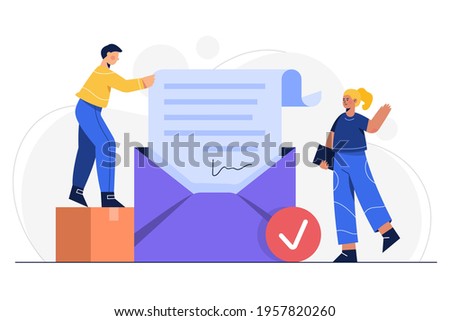 Vector illustration e-mail protection concept. E-mail - envelope with file document and attach file system security approved.
