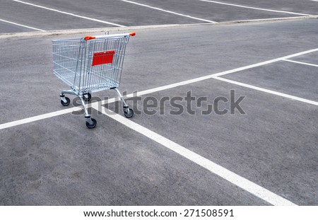 Empty shopping carts on a empty parking lot