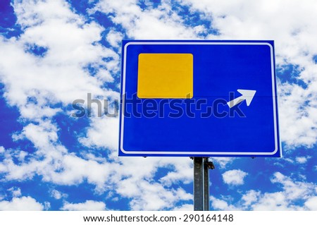 Road sign on sky background for past your information