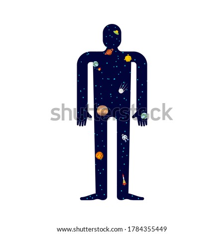 Cosmos inside man. Stars in body. Inner world concept Microcosm