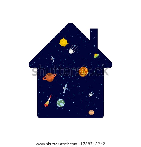 Cosmos inside house. Stars in home. Inner world concept Microcosm