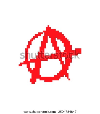 Anarchy sign pixel art. 8 bit lack of organized power symbol pixelated