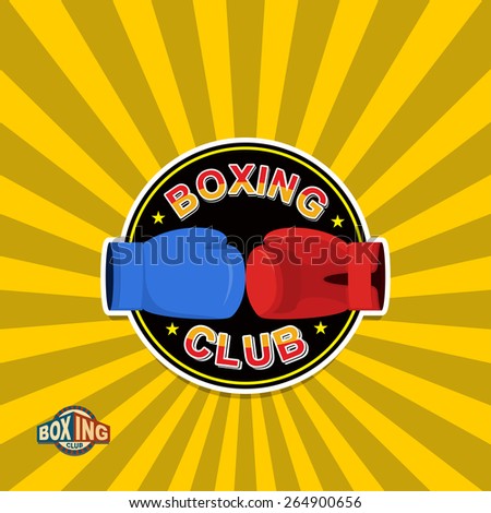 Boxing labels. Boxing gloves emblem Club