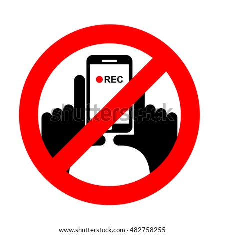 Stop vertical video. It is forbidden to record video. Prohibition sign. Crossed-shooting smartphone. Emblem against vertical videos. Red prohibition sign. Ban record 
