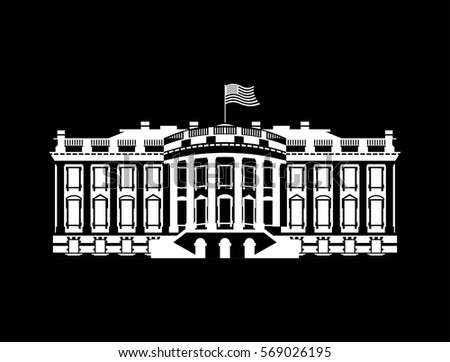 US White House sign icon. America government building. mansion President. USA political landmark