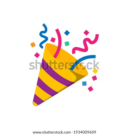 Party popper emoji icon .Confetti logo,congratulate and celebrate elements.Vector party poppers .Exploding cracker icon.