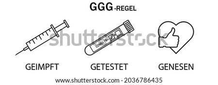 3G Regel . Geimpft , Getestet ,Genesen.3G rule-vaccinated,recovered,tested. Stockfoto © 
