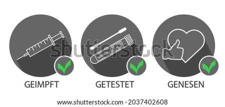 3G Regel . Geimpft , Getestet ,Genesen.3G rule-vaccinated,recovered,tested.Covid-19 rules in Germany. Stockfoto © 