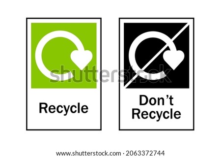 Recycle.Dont recycle.Recycling.Labelling.The on-pack recycling label.Recycle logo or symbol.Vector icons for packaging , recycling.ecology, eco friendly, environmental management symbols.