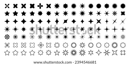 Set of sparkles star icons. Modern simple black stars collection. Christmas stars icons. Bright firework . Flash,shine sparkle icon,glare,blink star,light.