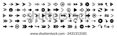 Black arrow icons. Arrows set vector icons. Arrow collection .Simple cursor sign .Curved and Right arrow. Click buttons . Pointer symbol .