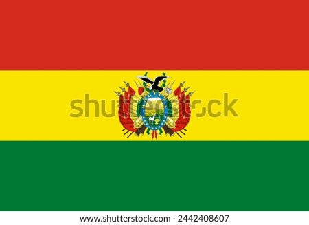 Bolivia flag with coat of arms with official proportions and color.Original.
Original Bolivia flag with coat of arms.Vector.