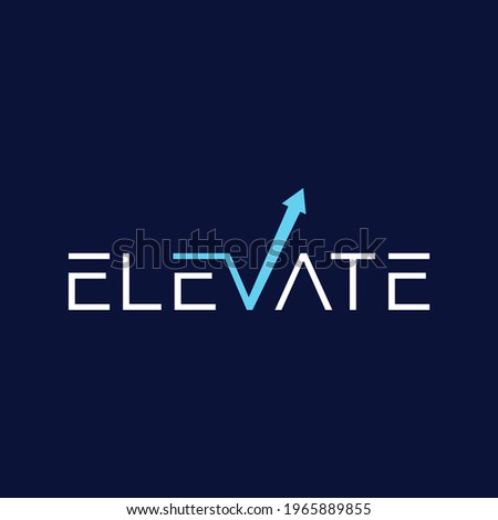 Elevate letter logo design with arrow in letter V.