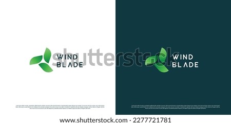 Abstract wind logo design illustration. Geometric monogram pictogram 3 triple blade abstract air wind blades. Modern abstract technology design for company. Perfect for app or web business icons.