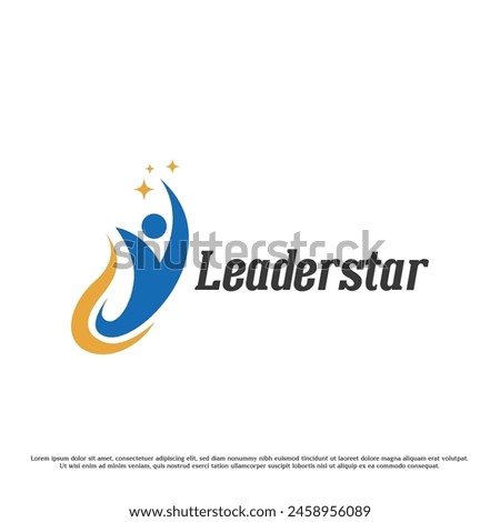 Leader star logo design illustration. Silhouette of a successful people achieving star career job company business employer manager supervisor. Minimal modern simple flat element symbol icon.