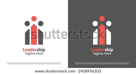 Work leader logo design illustration. Silhouettes of people workers senior junior employer manager supervisor boss founder businessman collaborate teamwork. Minimal simple flat business icon symbol.