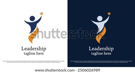 Leader career logo design illustration. Silhouette of person carrying star hope dream chief leader boss manager supervisor professional job company business. Abstract minimal simple icon symbol.