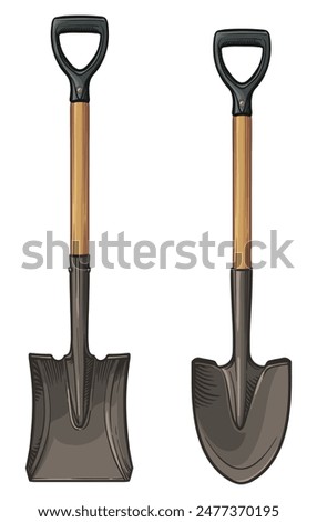 Shovel vector illustration. Two shovels isolated on a white background.