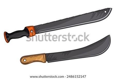 Vector illustration of a machete. Machete isolated on white background.