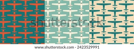 Vector seamless children simple pattern with aircraft. Scandinavian style art collage