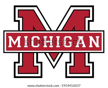 Vintage college varsity font typography michigan text vector print for man woman tee - t shirt and sweatshirt