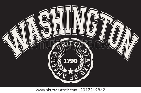 Retro college varsity washington united states of america slogan print for graphic tee t shirt or sweatshirt - Vector