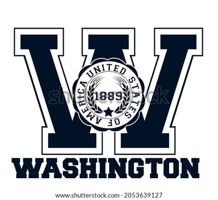 Vintage varsity college letter print with washington state slogan for graphic tee t shirt or sweatshirt - Vector