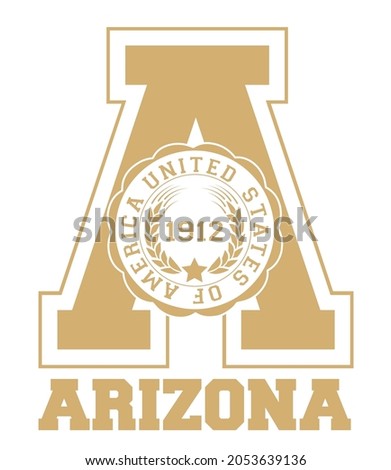 Vintage varsity college letter print with arizona state slogan for graphic tee t shirt or sweatshirt - Vector