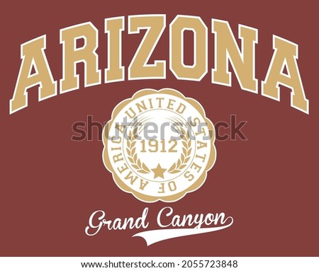 Vintage varsity college grand canyon print with arizona state slogan for graphic tee t shirt or sweatshirt - Vector