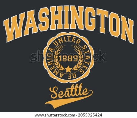 Vintage varsity college seattle city print with washington state slogan for graphic tee t shirt or sweatshirt - Vector