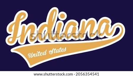 Retro vintage college varsity indiana united states slogan print for graphic tee t shirt or embroidery patch sticker - Vector