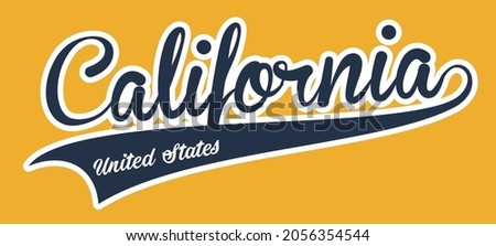 Retro vintage college varsity california united states slogan print for graphic tee t shirt or embroidery patch sticker - Vector