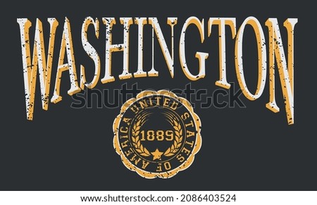Vintage retro college varsity washington state slogan print with emblem illustration for graphic tee t shirt or sweatshirt - Vector