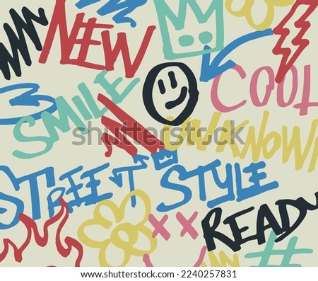 Urban graffiti street art slogan and symbols print for graphic tee t shirt or poster - Vector