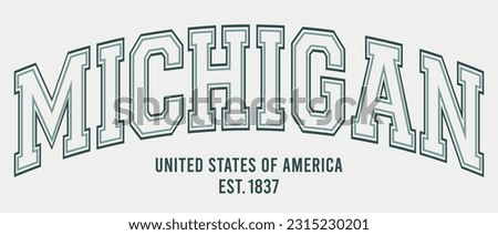 Vintage typography college varsity michigan united states of america slogan print for graphic tee t shirt or sweatshirt - Vector