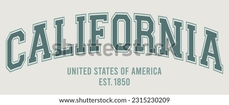 Vintage typography college varsity california united states of america slogan print for graphic tee t shirt or sweatshirt - Vector