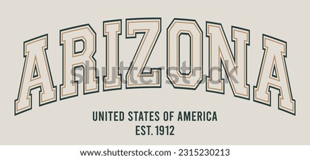 Vintage typography college varsity arizona united states of america slogan print for graphic tee t shirt or sweatshirt - Vector
