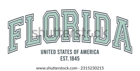 Vintage typography college varsity florida united states of america slogan print for graphic tee t shirt or sweatshirt - Vector