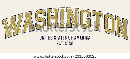 Vintage typography college varsity washington united states of america slogan print for graphic tee t shirt or sweatshirt - Vector