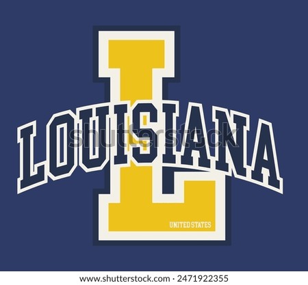 Vintage varsity college typography united states of america louisiana state slogan text print for graphic tee t shirt or sweatshirt hoodie or sticker poster - Vector