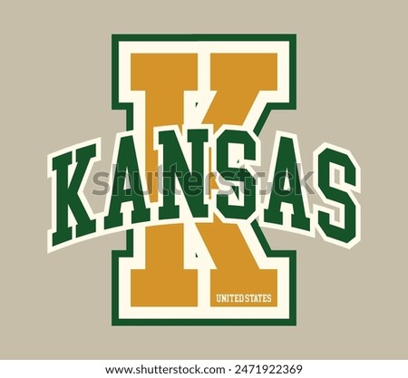 Vintage varsity college typography united states of america kansas state slogan text print for graphic tee t shirt or sweatshirt hoodie or sticker poster - Vector